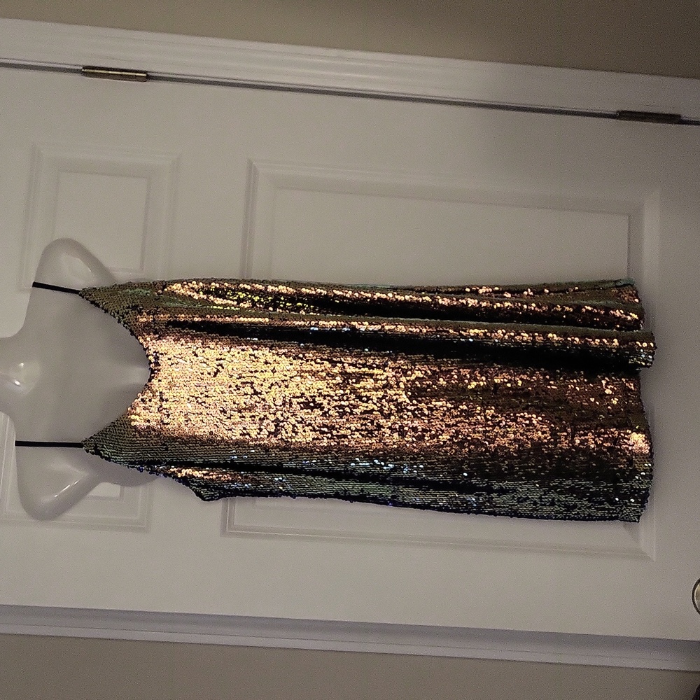 Holiday Gold Mini Party Dress